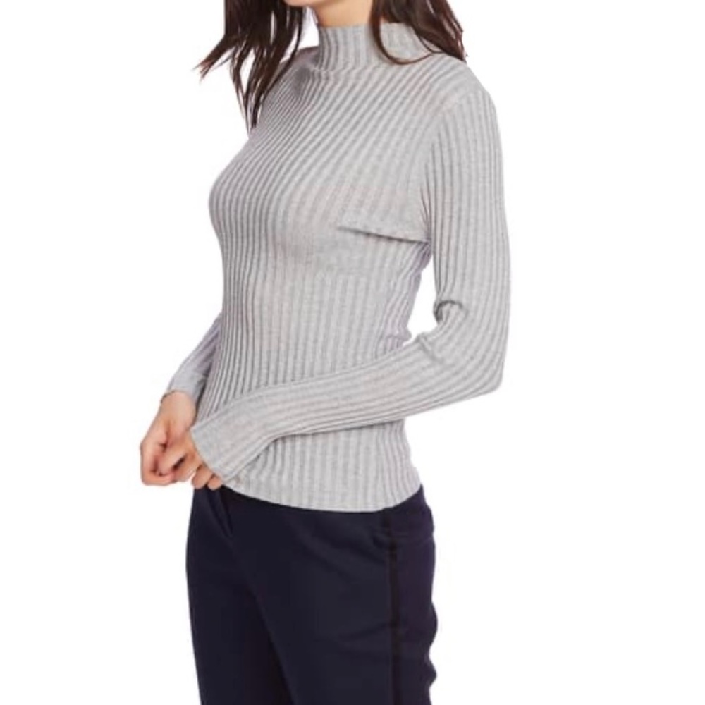 COURT AND ROWE Metallic Mock Neck Ribbed Sweater - Picture 2 of 8